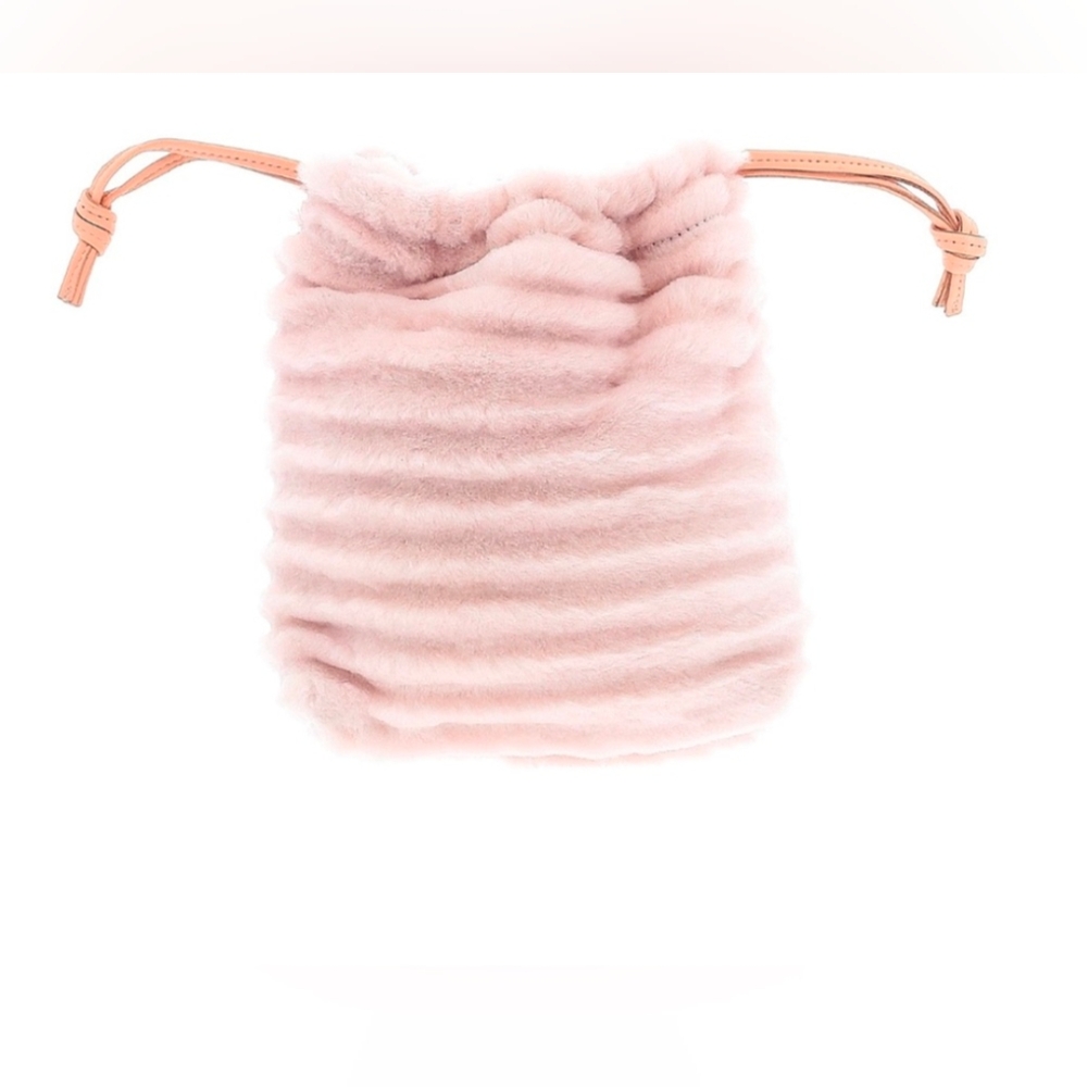 NWOT Clare V faux fur ribbed bucket string bag pouch made in USA